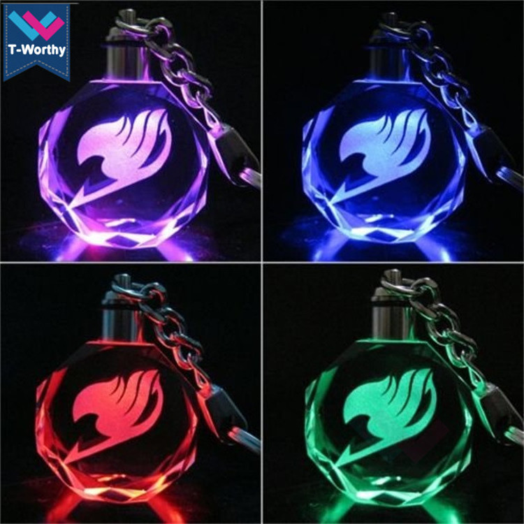 Promotional Souvenir Gifts Custom Laser LED Light Up 3D Led Crystal Keychain