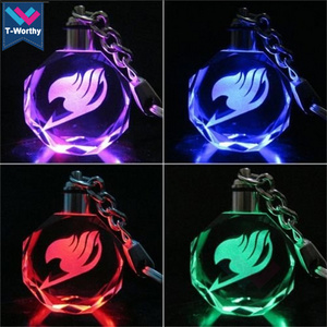 Promotional Souvenir Gifts Custom Laser LED Light Up 3D Led Crystal Keychain