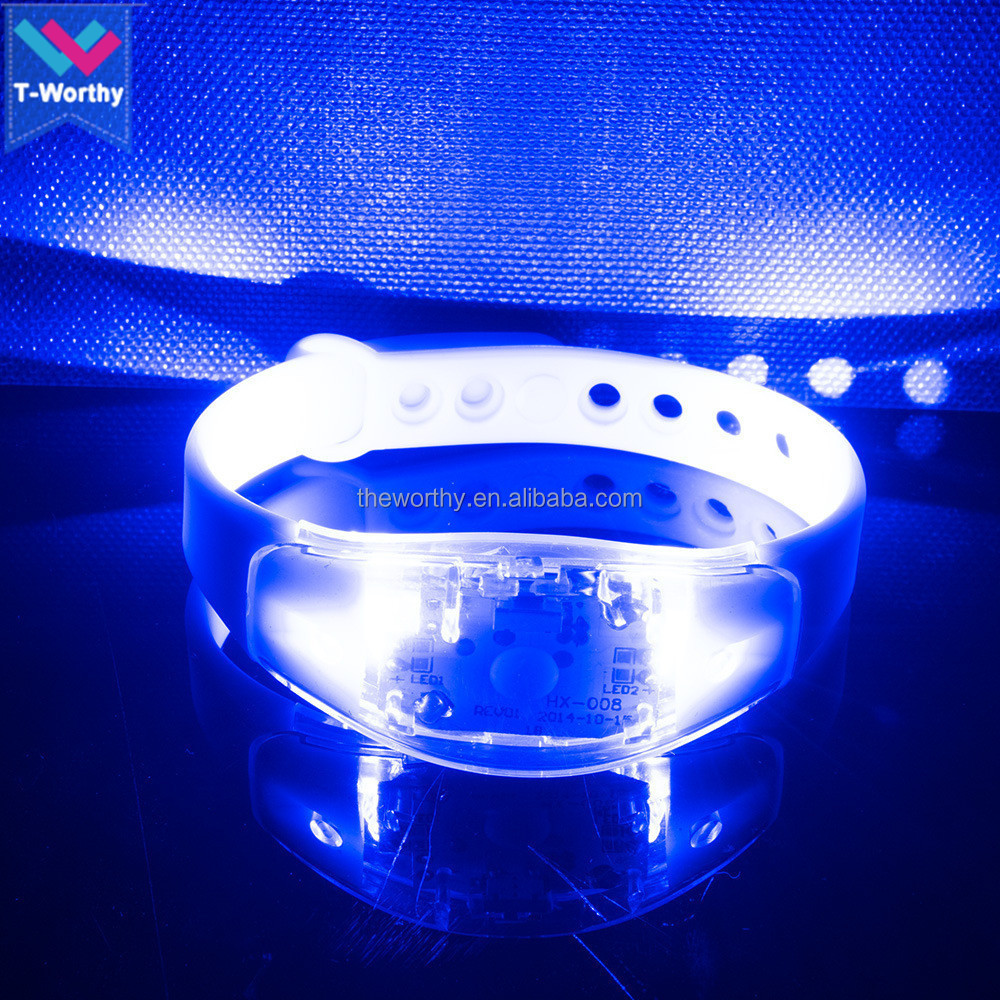 T-Worthy Silicone Sound Activated LED Wristband Flashing Bracelet Adjustable Led Flashing Wrist band Led Light