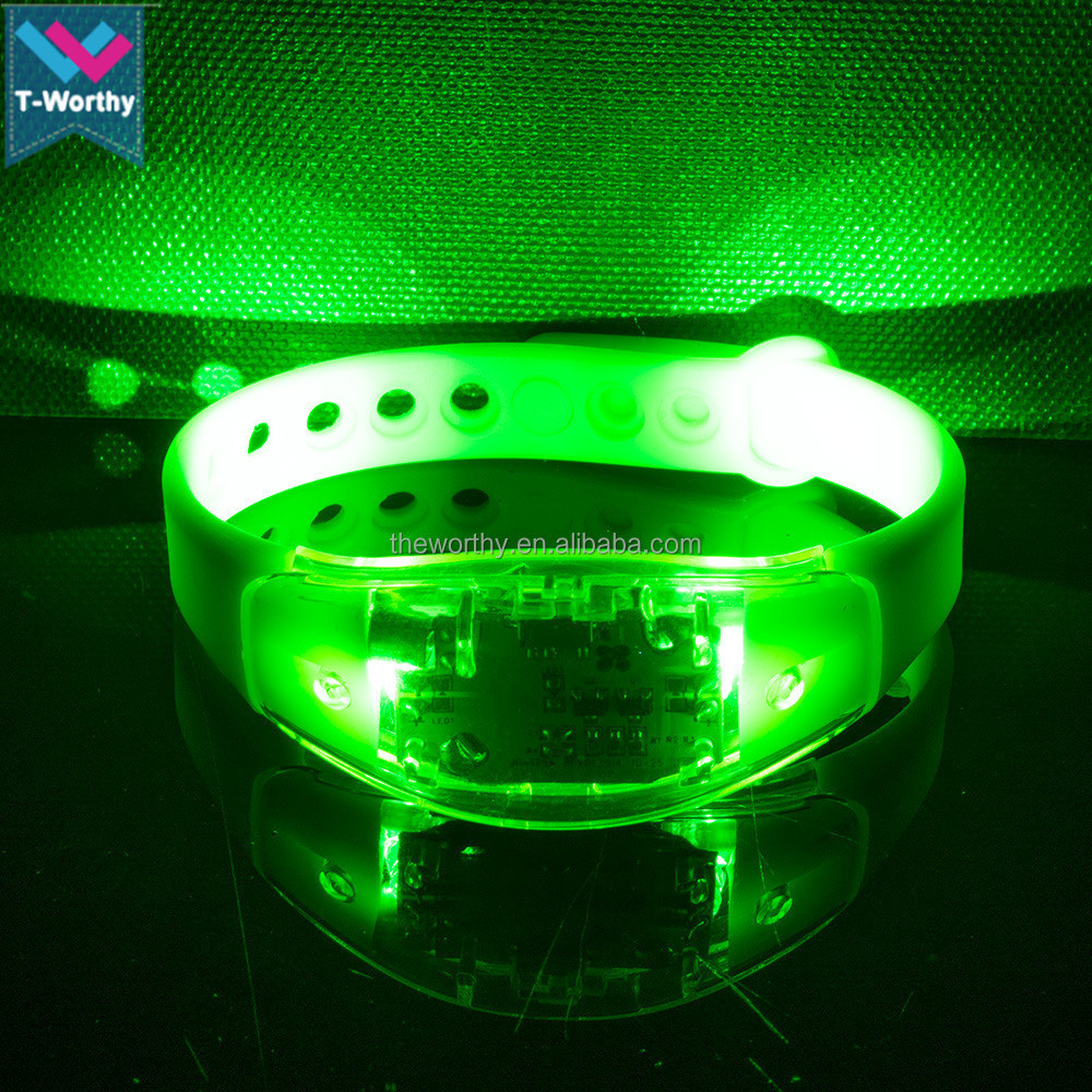 T-Worthy Silicone Sound Activated LED Wristband Flashing Bracelet Adjustable Led Flashing Wrist band Led Light