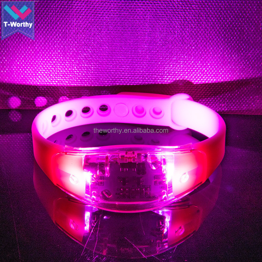 T-Worthy Silicone Sound Activated LED Wristband Flashing Bracelet Adjustable Led Flashing Wrist band Led Light