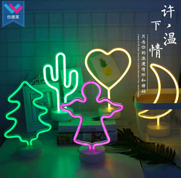 Led Neon Night Light Neon Sign Light For Table Desk Cactus Pineapple Unicorn Shaped LED Neon Night Light Lamp