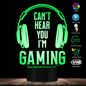 TW-556 Video Games Can't Hear you I'm Gaming Night Light for Children Headphones Gamer Color Changeable Gaming 3D LED Table LAMP