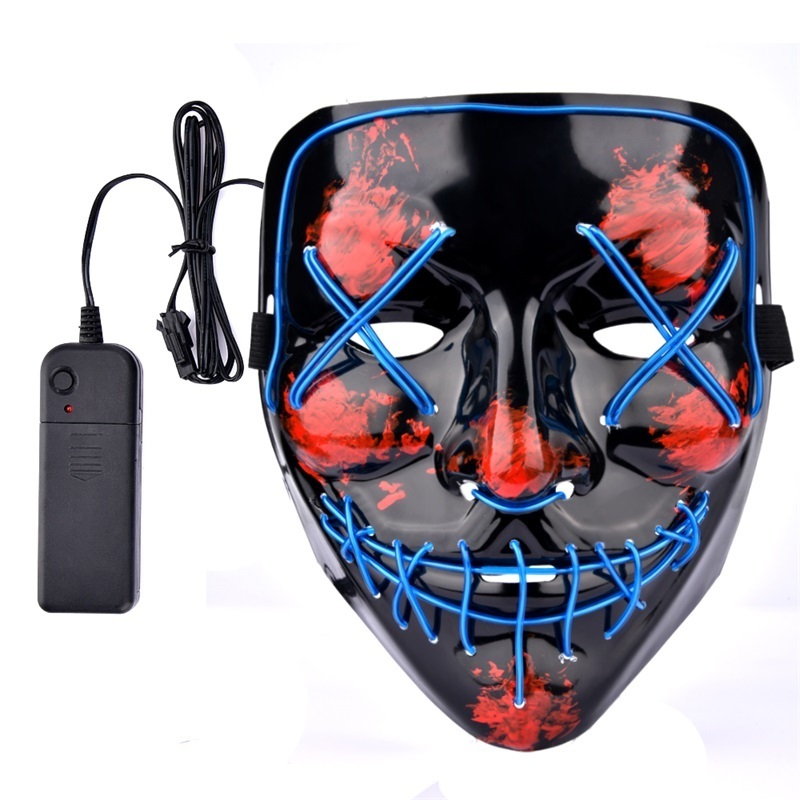 Hot Sale Halloween Party Scary Neon LED Mask Light up Full Face Black  Purge Masks