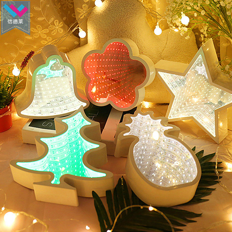 Home Desktop Decoration Cloud LED Lights Infinity 3D Tunnel Lamp Night Light with Mirror