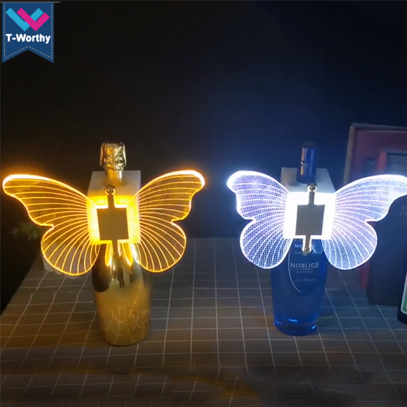 Rechargeable LED Strobe Baton Glowing Butterfly Wings Lamps Champagne Burst Light Flash Stick Wine Cap Service Bottle Topper