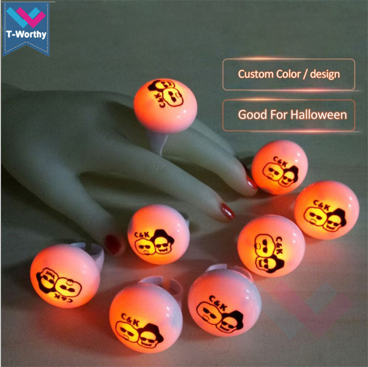 Halloween Promotional Light Up Rings LOGO Printing Flashing LED Finger Ring