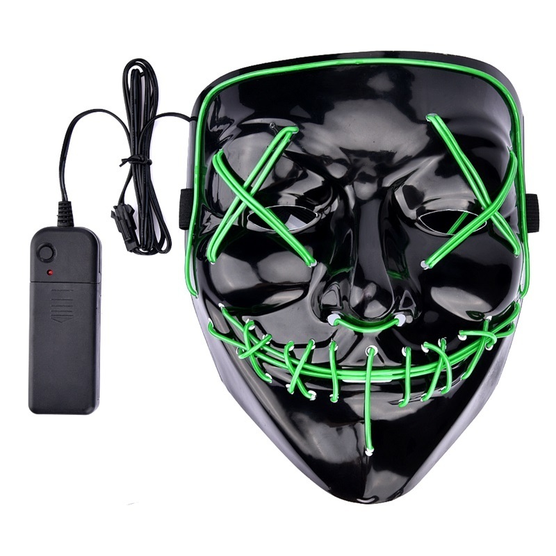 Hot Sale Halloween Party Scary Neon LED Mask Light up Full Face Black  Purge Masks