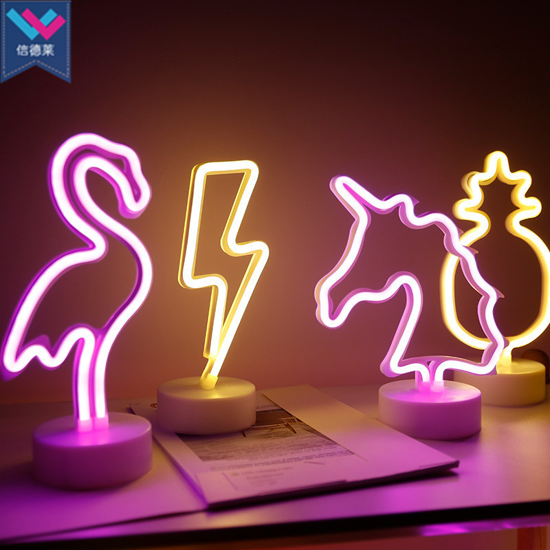 Led Neon Night Light Neon Sign Light For Table Desk Cactus Pineapple Unicorn Shaped LED Neon Night Light Lamp