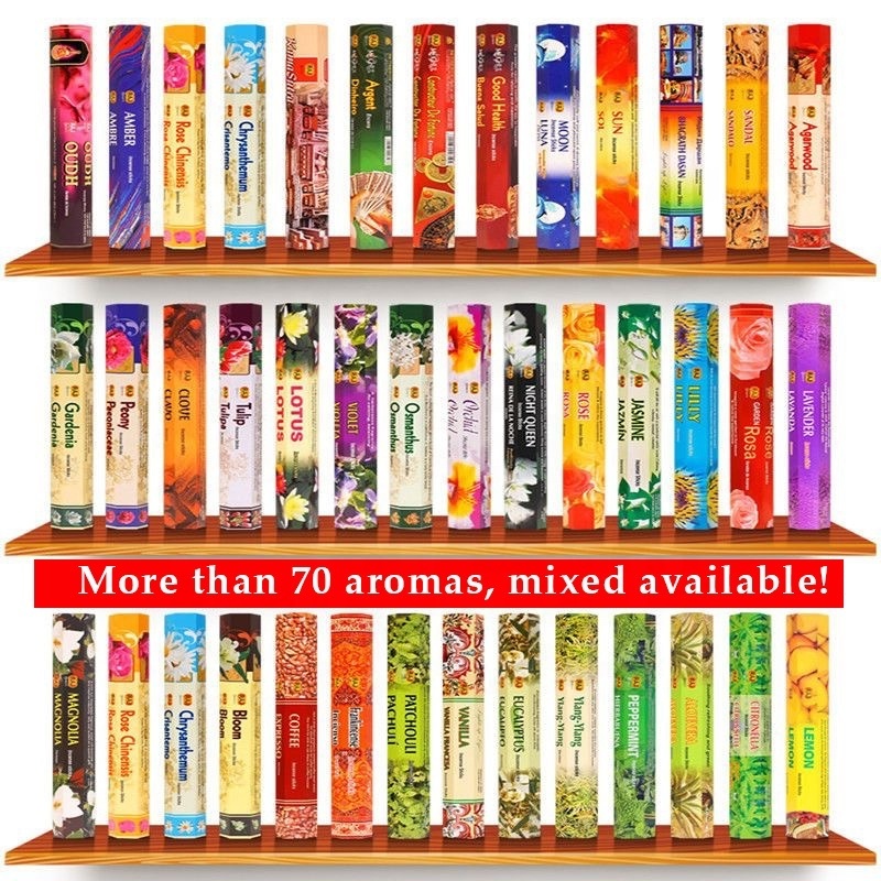 Wholesale Real 70 Aroma Mixed Incenses Sticks India Import Burners Agarwood Oud Lotus Flowers Flavor Mosquito Repellent