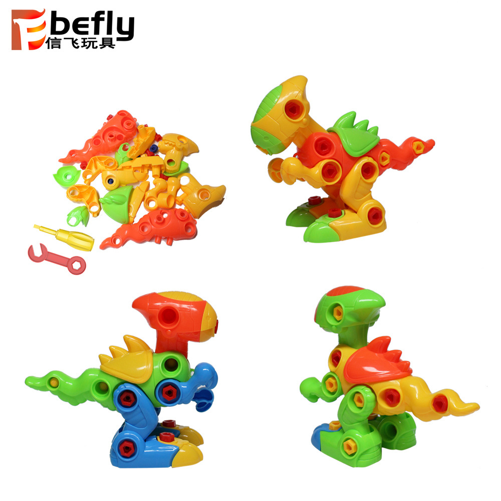 Sliding plastic diy educational gift take apart dinosaur toy for children