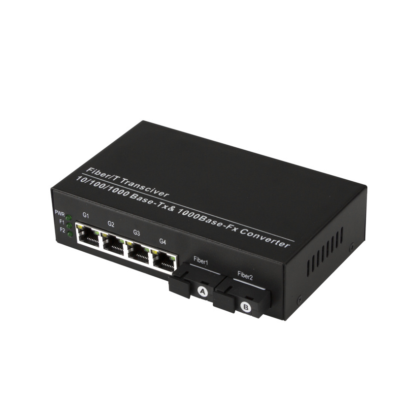 OEM 4 Port 10/100/1000M POE Switch + 2 Port 1000M POE Optical Fiber Switch