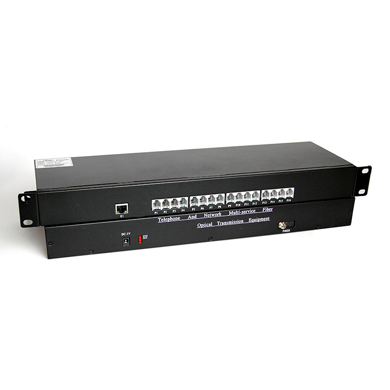 Rack Mount 1 Pair 16 Channel Telephone + 1 Port 10/100M Ethernet Fiber Optical Telephone Converter