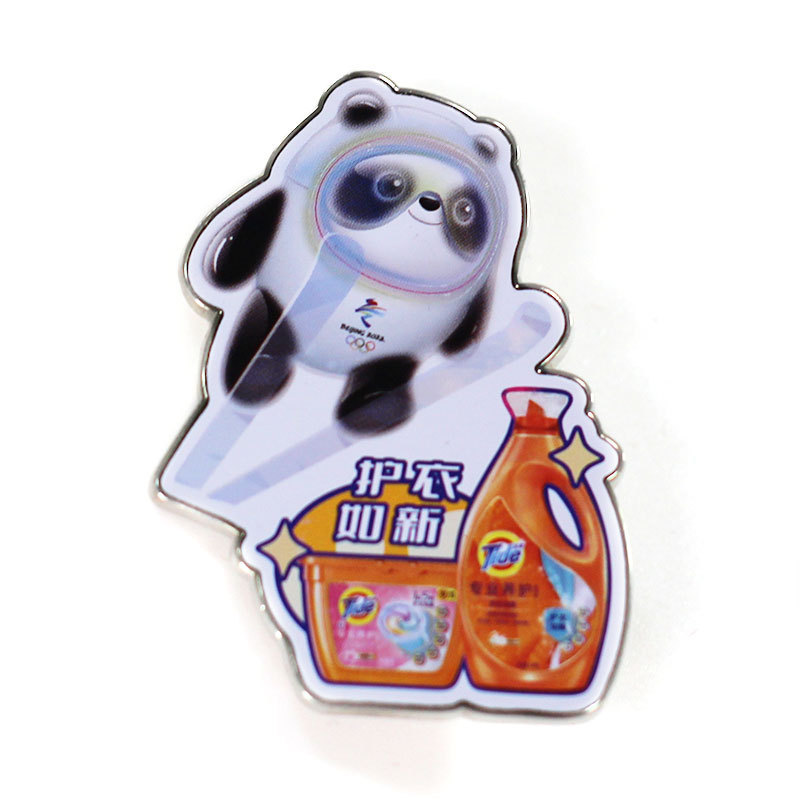 Custom Metal Pin Badge Cute Panda Sports Theme Silk Screen Printing Souvenir Panda Badge Pin