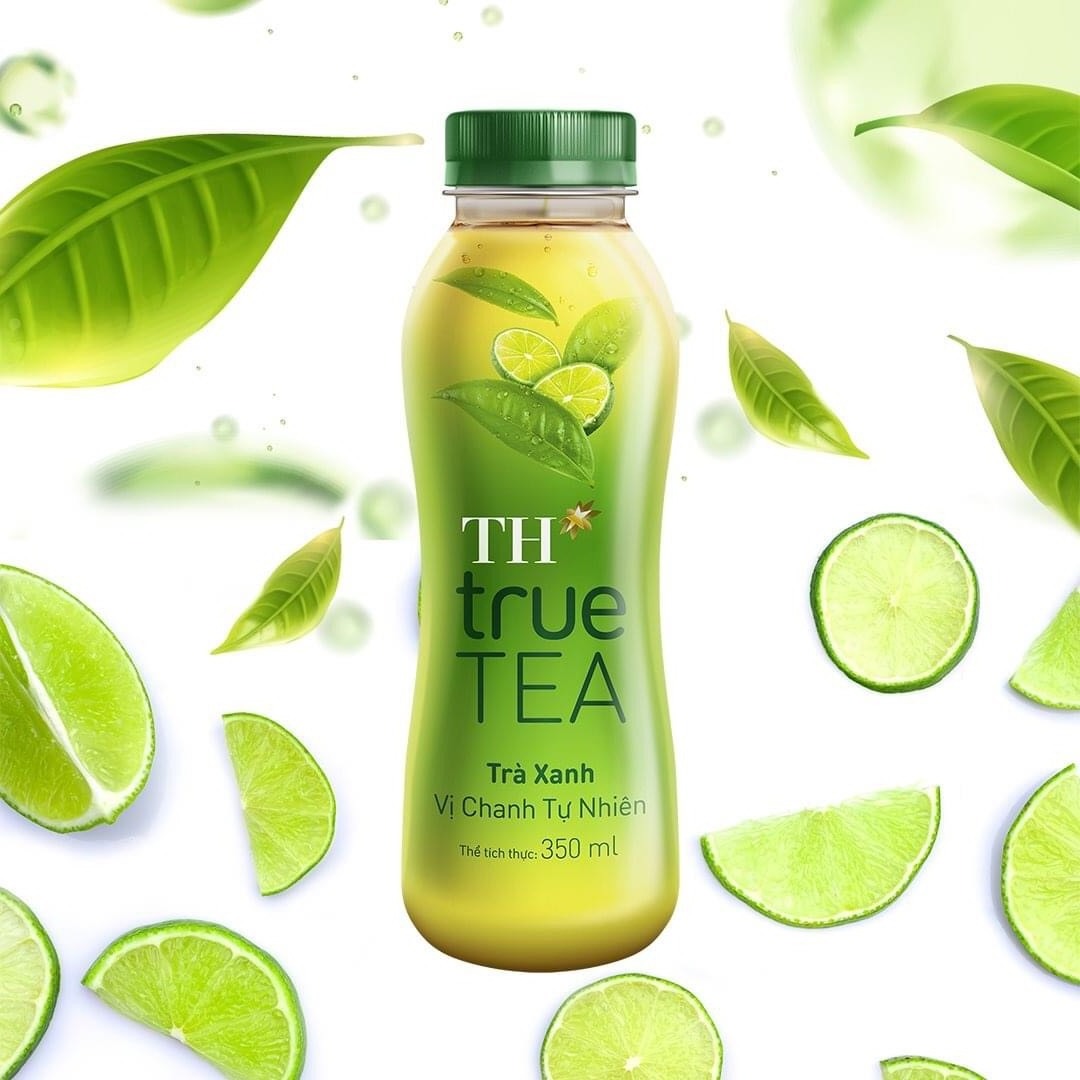 TH true TEA - Natural Lemon Flavor Green Tea - 350ml Antioxidant Instant Tea Drinks Energy Bottle From Vietnam Carton Packaging