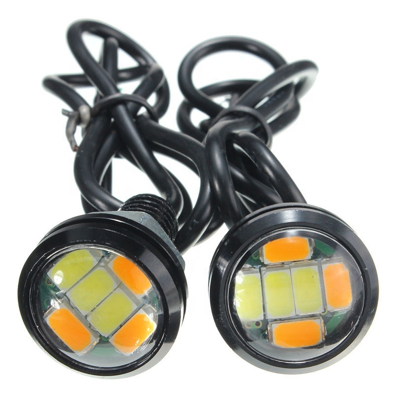 23MM 5630 5730 Chip 6SMD Car Led Eagle Eye Light DC 12V Dual Color Auto Daytime Running Lamp White + Amber DRL Turn Signal Light