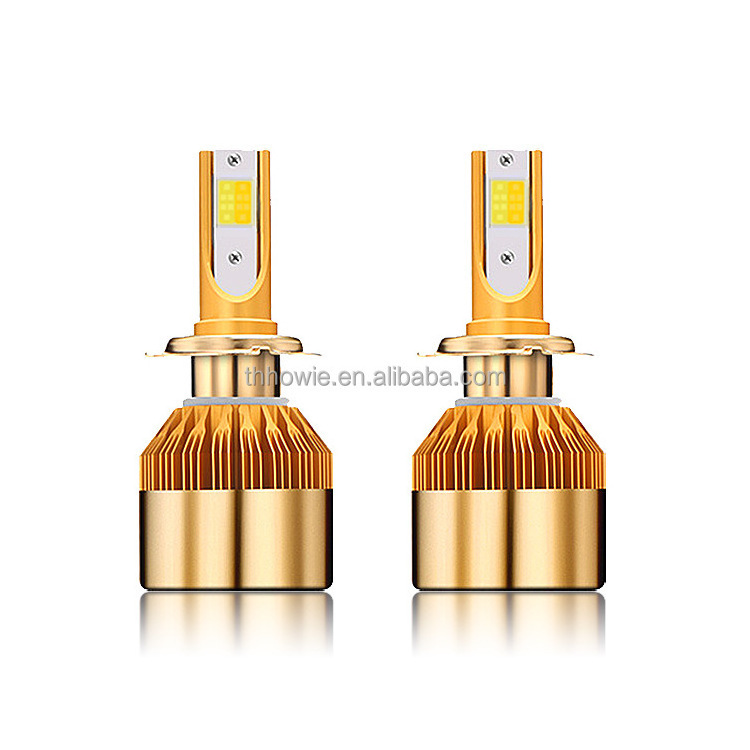 H4 H3 H7 H8 H11 Car Led Headlight Bulb 9005 9006 880 9012 H1 Double Color Auto Fog Lamp DC12V 38W Plug&Play white+amber