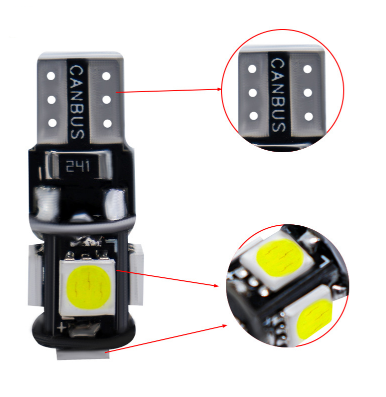 T10 Canbus White Blue Red 5 smd 5050 Led Car Light W5w 194 168 Error Bulbs DC 12V Wedge Lamp Band Decoder Signal Turn Light