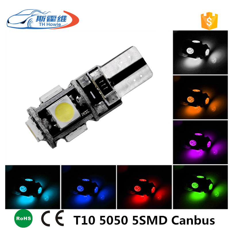 T10 Canbus White Blue Red 5 smd 5050 Led Car Light W5w 194 168 Error Bulbs DC 12V Wedge Lamp Band Decoder Signal Turn Light