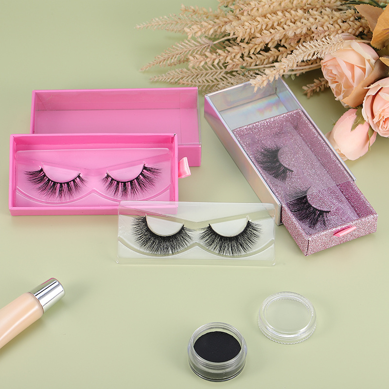 Natural eyelashes wholesale 3d 5d fluffy full strip faux mink eyelashes false eye lashes with customize box