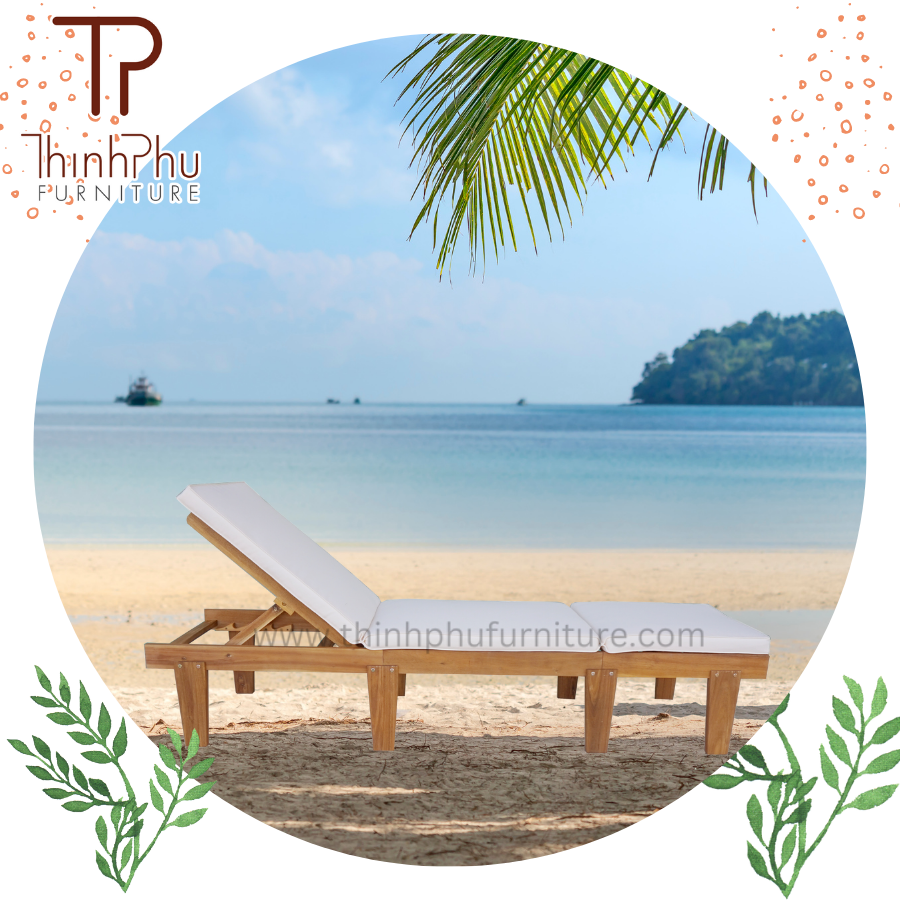 New Design contemporary outdoor folding teak sun lounger with castors - wood furniture - Beach furniture