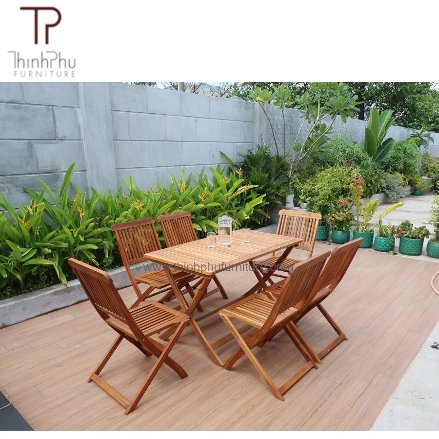 Best seller Save Space Folding Table and 6 Folding Chairs 7 pcs- Dining Set- Vietnam Factory