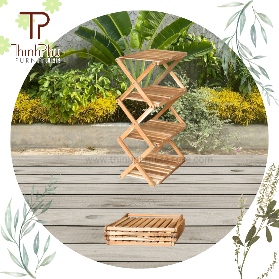 Custom Storage Shelf 3 Tier Stand Bamboo Shoe Rack with Wooden and Foldeable Style