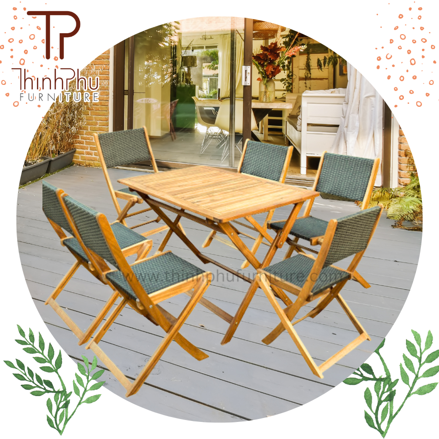 Modern wood wicker Table with Benches Outdoor Dinning Table Set and Restaurant set OEM, ODM