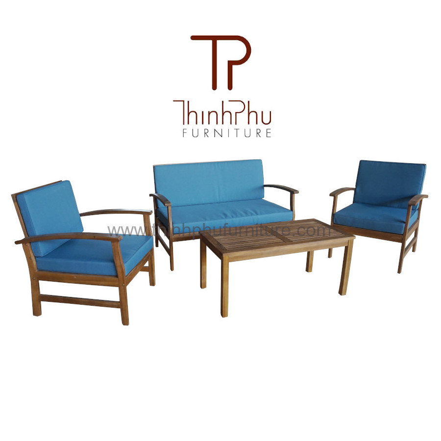 High Quality Deep Seating Sofa Set PAOLO - Luxury Wood Outdoor Furniture Setting - Vietnam Furniture