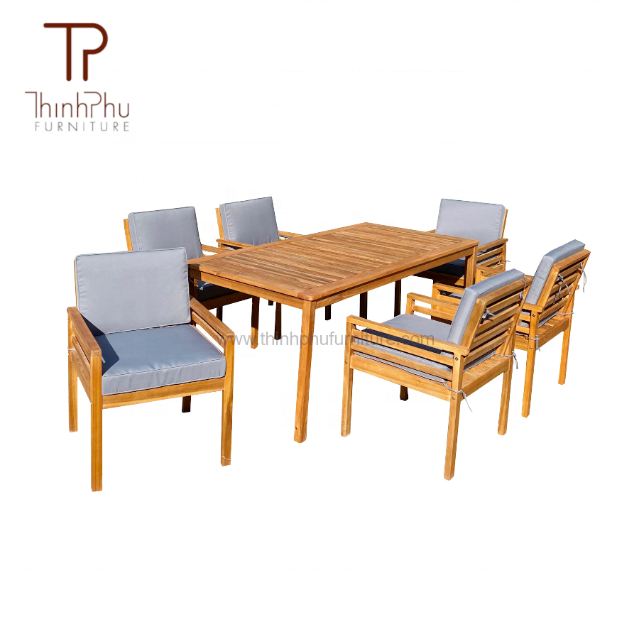 Modern High Quality Acacia Wood Patio Dining Set Vietnam Factory