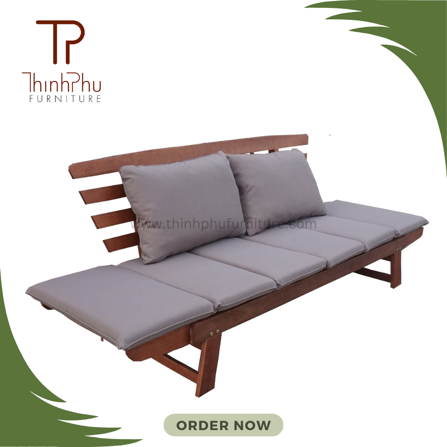 Small Space-Saving Wooden Outdoor Garden Chair Daybed Bench with Outer Paint Origin Packaged Furniture