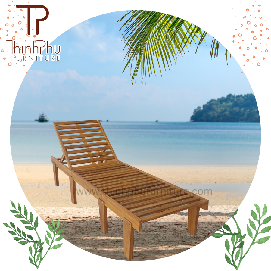 New Design contemporary outdoor folding teak sun lounger with castors - wood furniture - Beach furniture