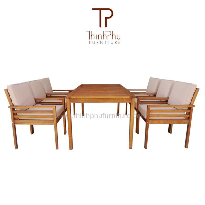 Modern High Quality Acacia Wood Patio Dining Set Vietnam Factory