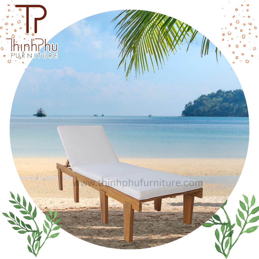 New Design contemporary outdoor folding teak sun lounger with castors - wood furniture - Beach furniture