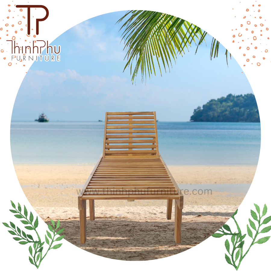 New Design contemporary outdoor folding teak sun lounger with castors - wood furniture - Beach furniture