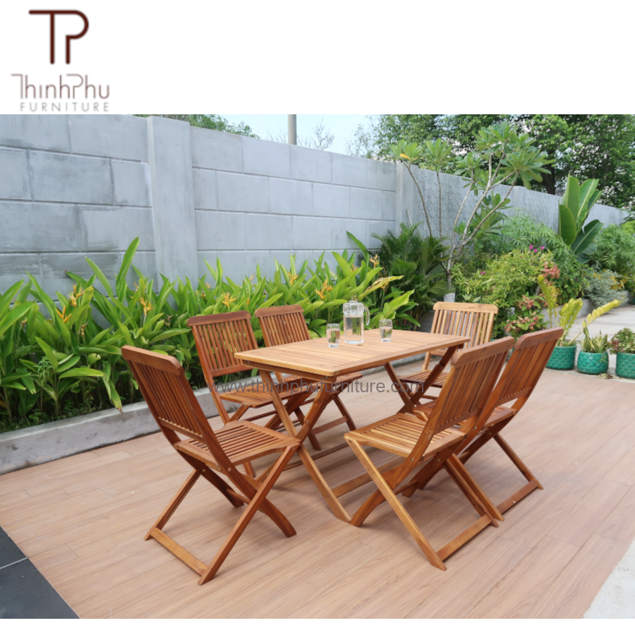 Best seller Save Space Folding Table and 6 Folding Chairs 7 pcs- Dining Set- Vietnam Factory