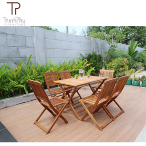 Best seller Save Space Folding Table and 6 Folding Chairs 7 pcs- Dining Set- Vietnam Factory