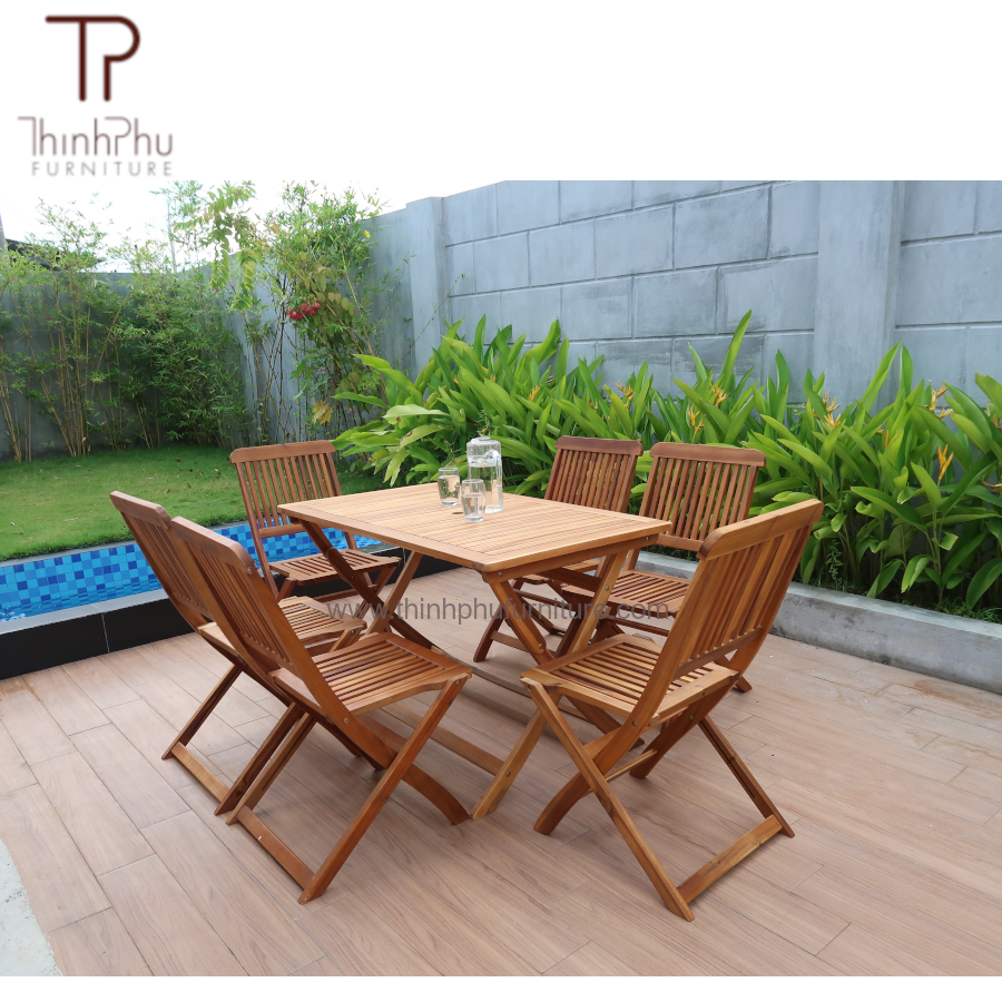 Best seller Save Space Folding Table and 6 Folding Chairs 7 pcs- Dining Set- Vietnam Factory