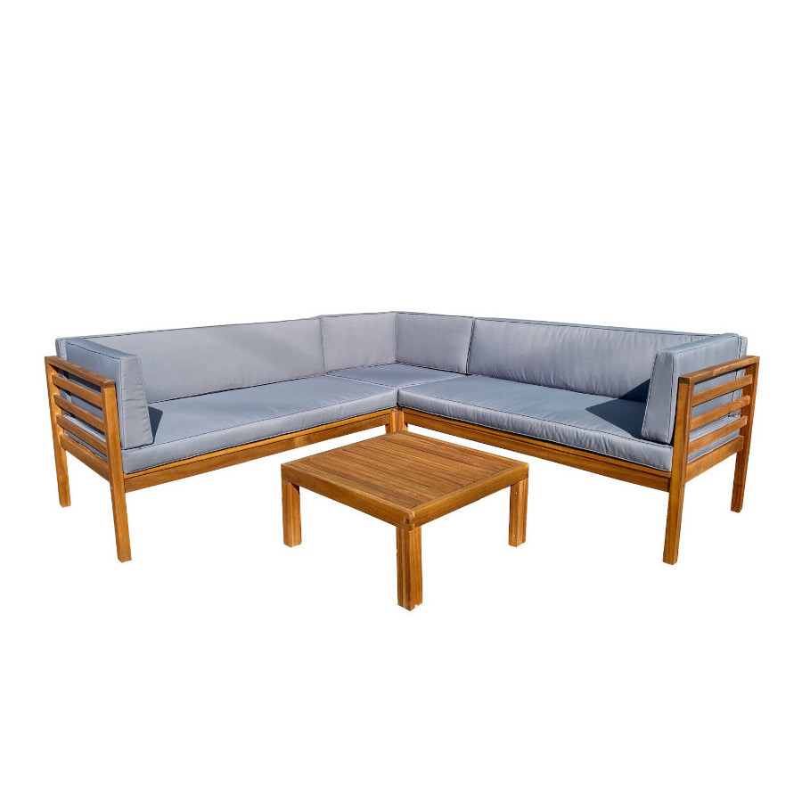 High Quality Deep Seating Corner Sofa Set - Luxury Wood Outdoor Furniture Setting - Vietnam Furniture