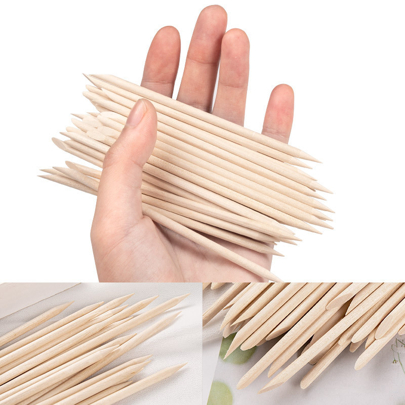 Manicure Pedicure Tool Wood Nail Sticks Double Sided Cuticle Pusher Remover for Manicure Pedicure