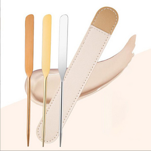 Logo Printing 304 Stainless Steel Cosmetic Makeup Foundation Mixing Polished Stainless Steel Spatula