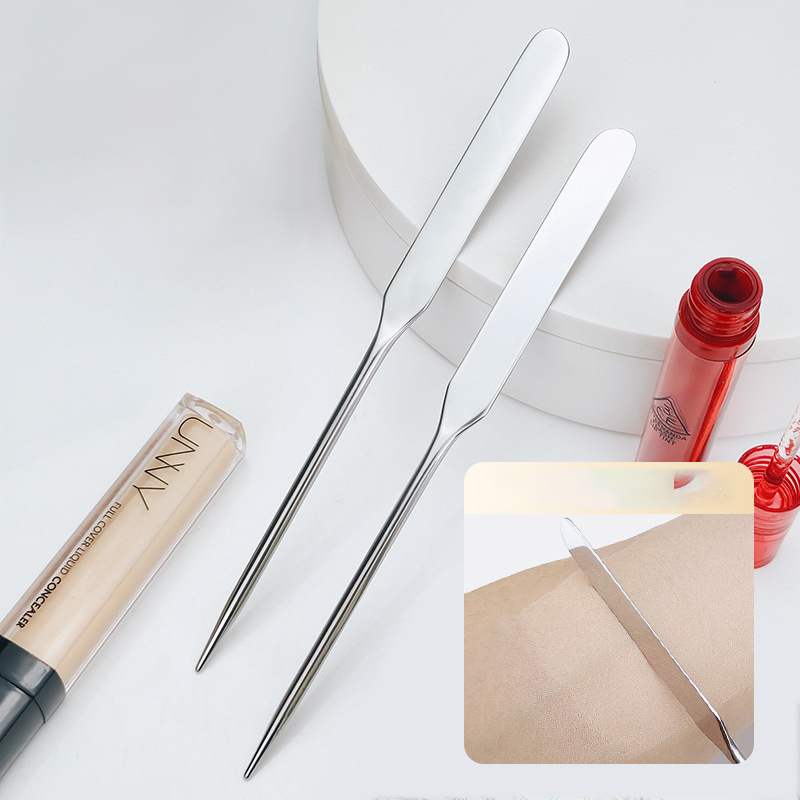 Logo Printing 304 Stainless Steel Cosmetic Makeup Foundation Mixing Polished Stainless Steel Spatula