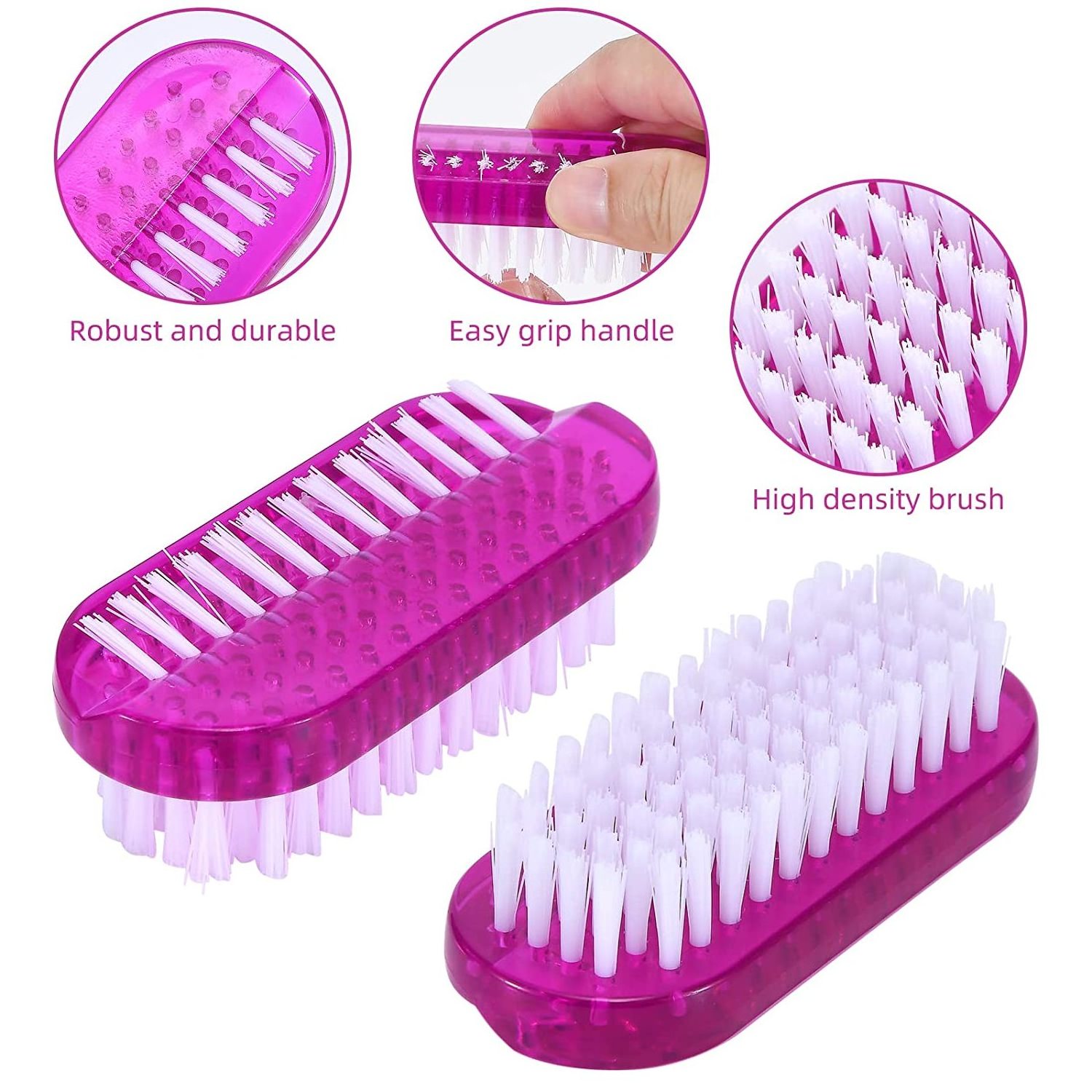 Cleaning Nail Brush Two Sided Hand Fingernail Scrub Brush Soft Stiff Bristles Nails Toes Scrubber