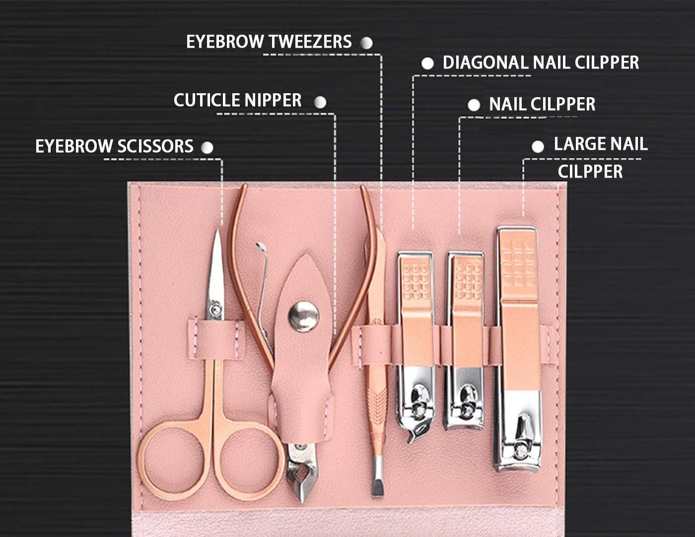 Custom Logo Manicure Pedicure Set Professional Toenails Cuticle Cutter Fingernails Grooming Kit Nail Clippers Set 16 in 1