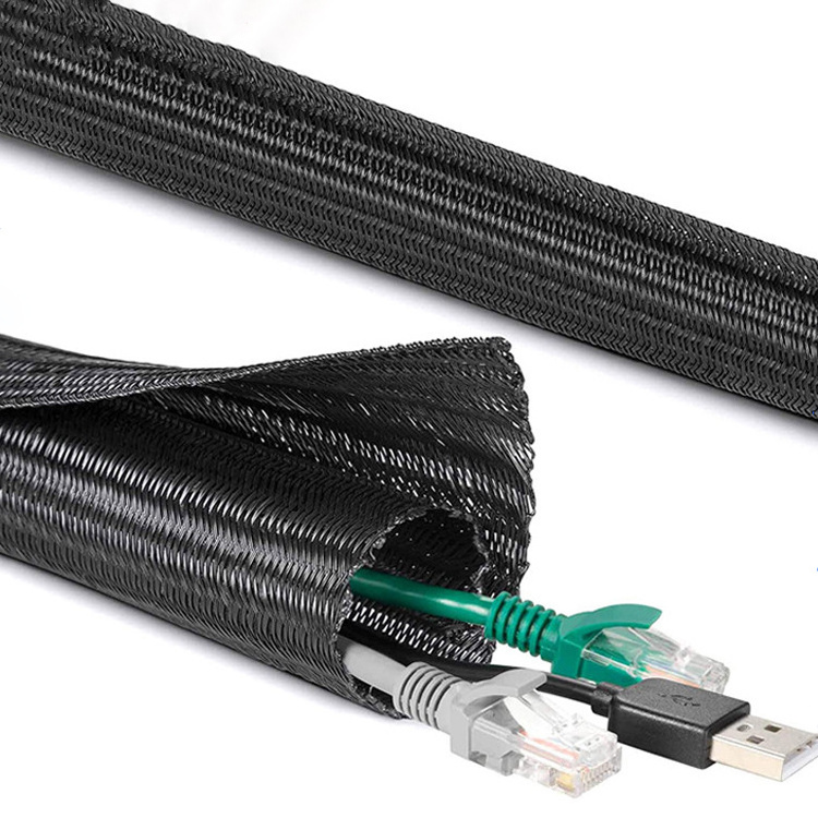 PET Cable Wrap Protective Sleeve Braided Expandable Spiral Self-Winding Cable Management Cable Cover Sleeves