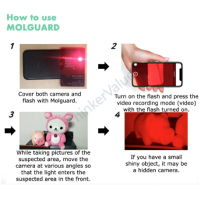 Molguard Finding Out Hidden Spy Camera Made in Korea The Card is Simple Detector to find hidden Security and spy camera