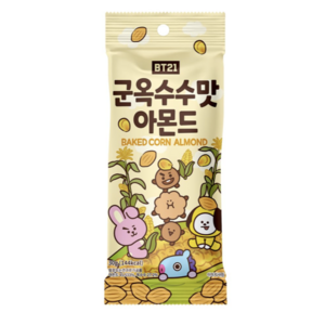 BT21 Almonds Natural Raw Snack Nuts, Baked corn 12pack Almond flavor korea 30g Ounce Container BTS snack Kpop