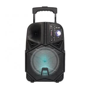 8inch portable BT speaker wireless mic speaker BT-1839 10W 2400mAh led light trolley speaker