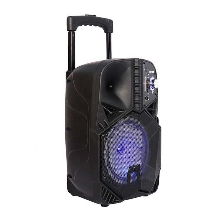 8inch portable BT speaker wireless mic speaker BT-1839 10W 2400mAh led light trolley speaker