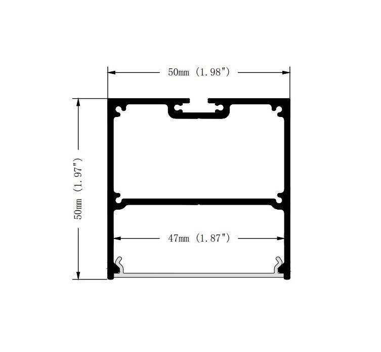 50*50mm 6063-T5 Suspended Aluminum Profile With PC Diffuser Cover For Built In Driver LED Linear Lighting